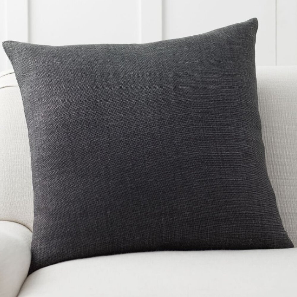 Pottery Barn Set of 2 Ebony Belgian Linen Pillow Covers 24" x 24"